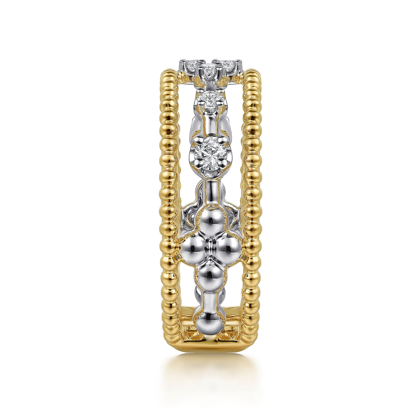 Gabriel 14K White & Yellow Gold 0.24ctw Stackable Diamond Fashion Ring