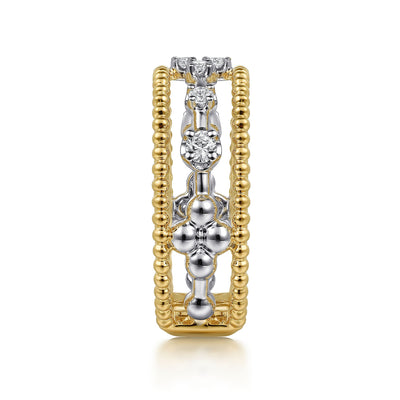 Gabriel 14K White & Yellow Gold 0.24ctw Stackable Diamond Fashion Ring