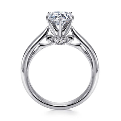 Gabriel 18K White Gold .13ctw 6 Prong Style Diamond Semi-Mount Engagement Ring