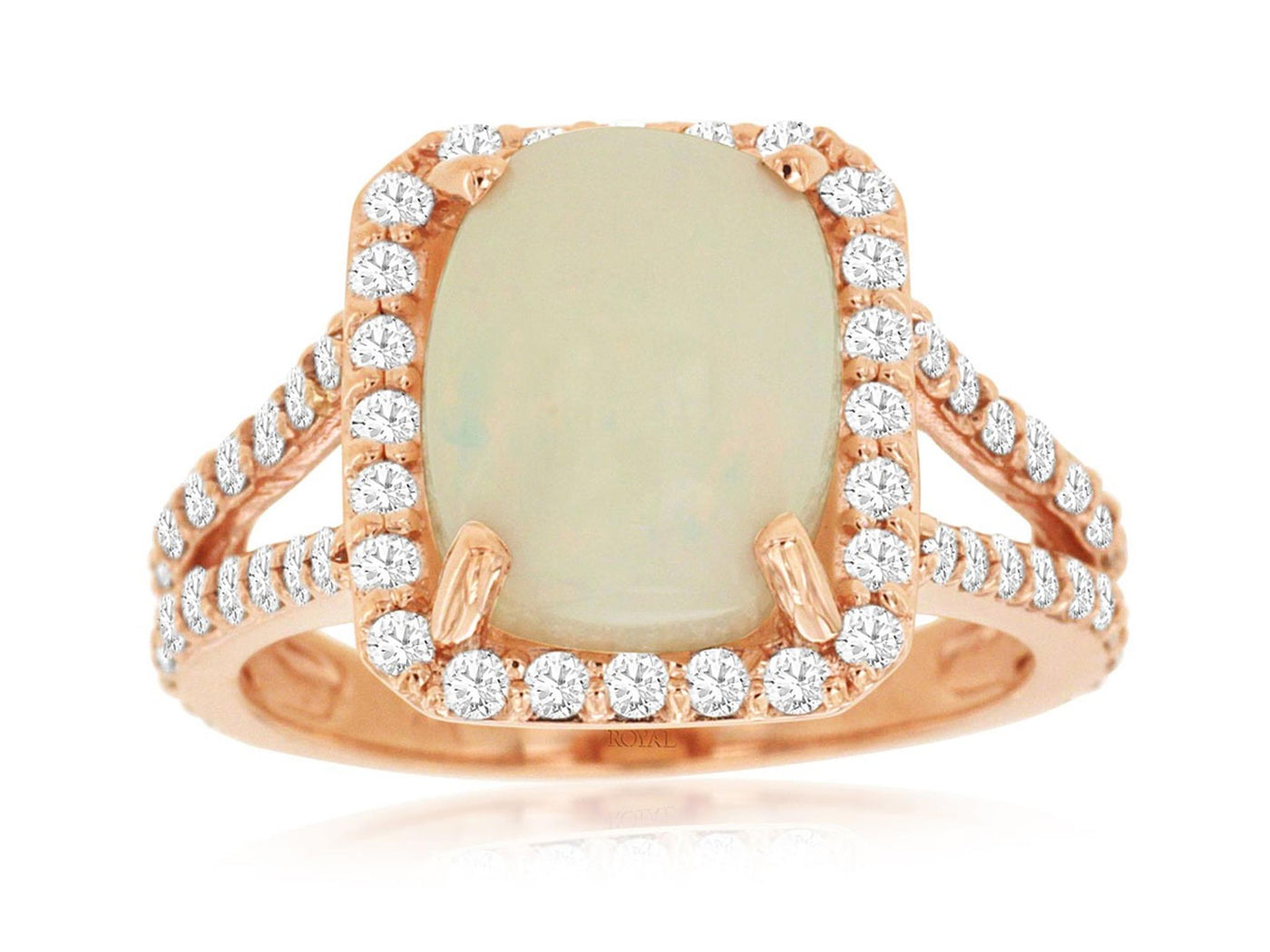 14K Rose Gold 3.85ctw Halo Style Opal and Diamond Ring