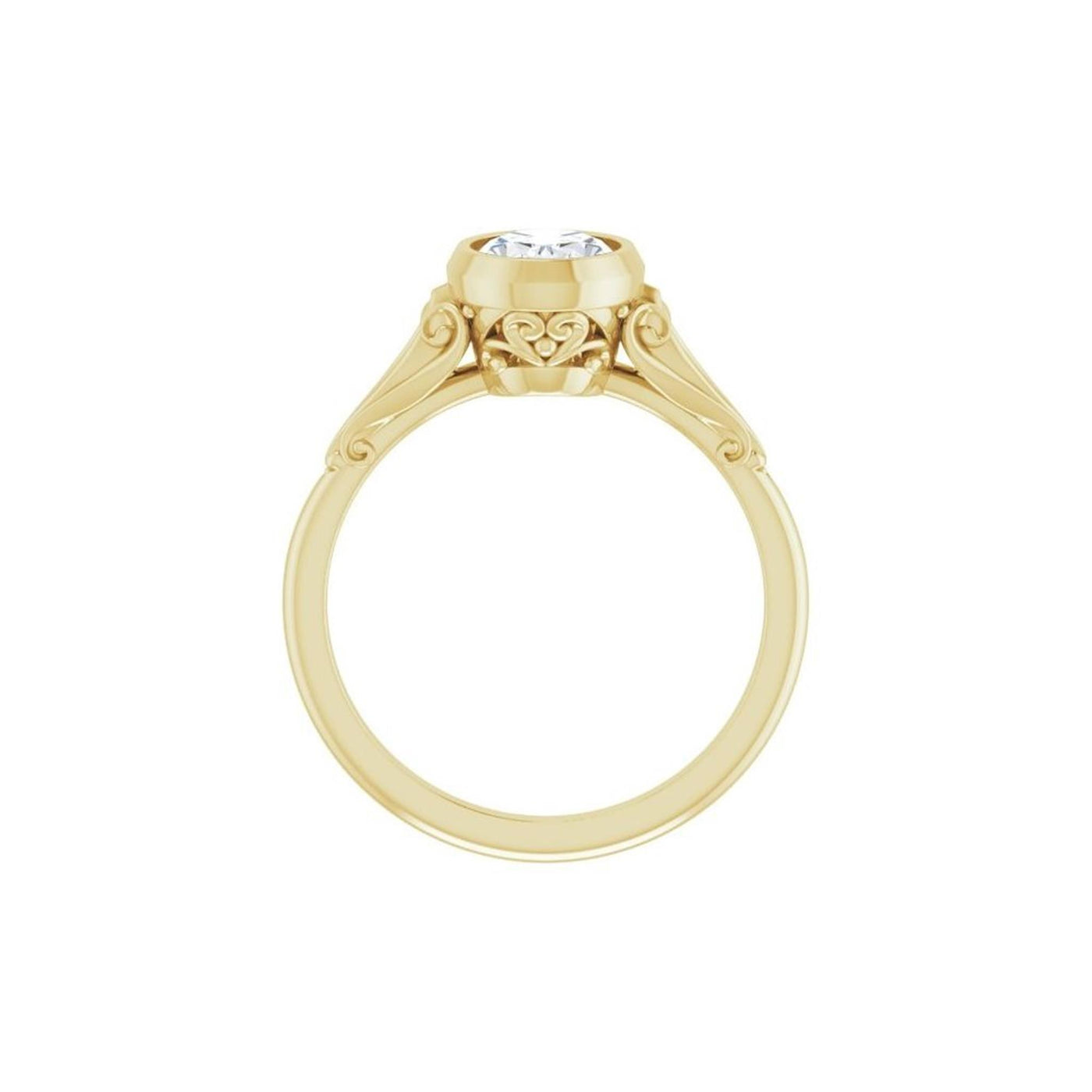 14K White Gold 8x6 1.00 ctctw Bezel Style Diamond Semi-Mount Engagement Ring