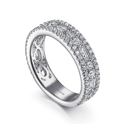 Gabriel 14K White Gold 1.15ctw Fancy Diamond Band