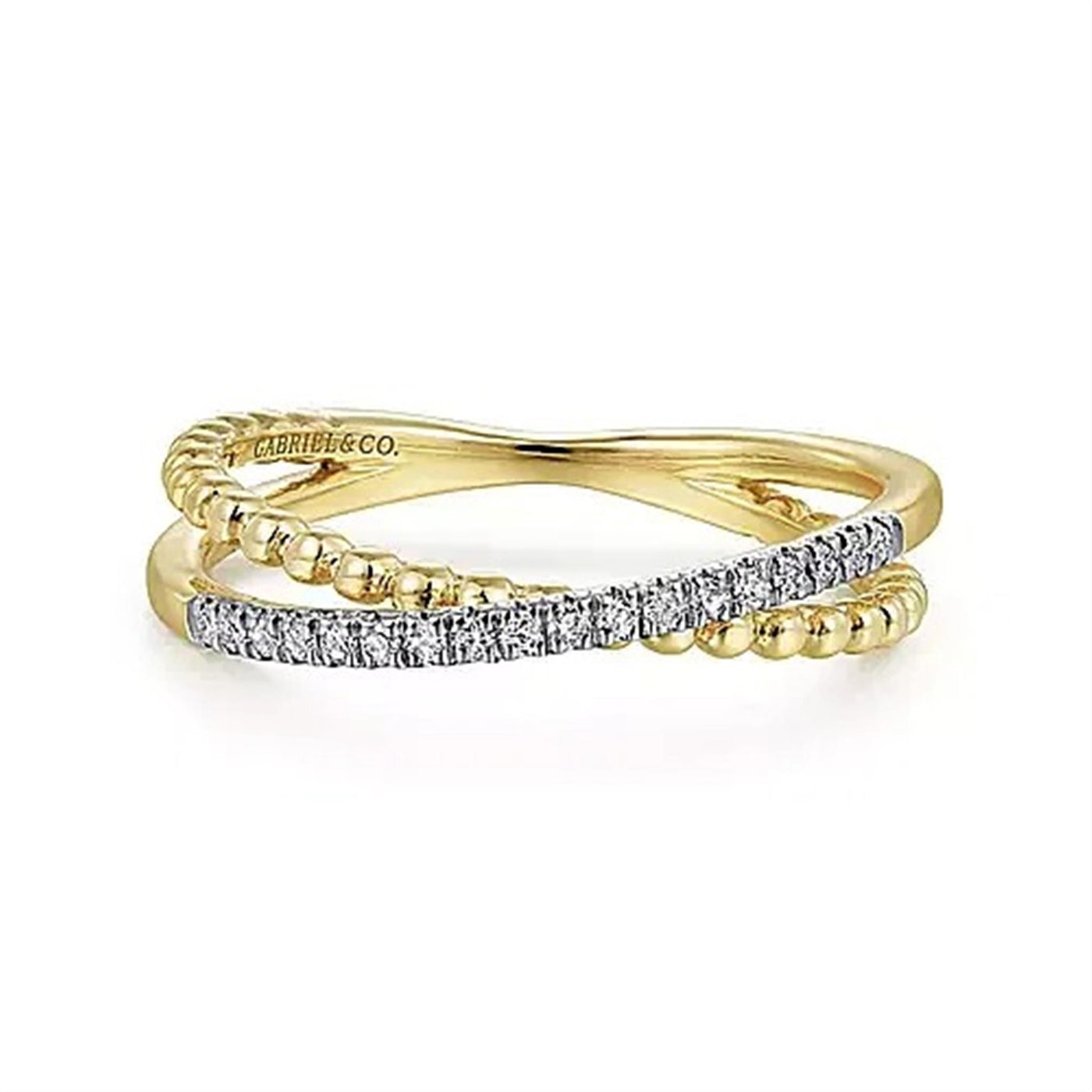Gabriel 14K Yellow Gold .09ctw Criss-Cross Diamond Fashion Ring