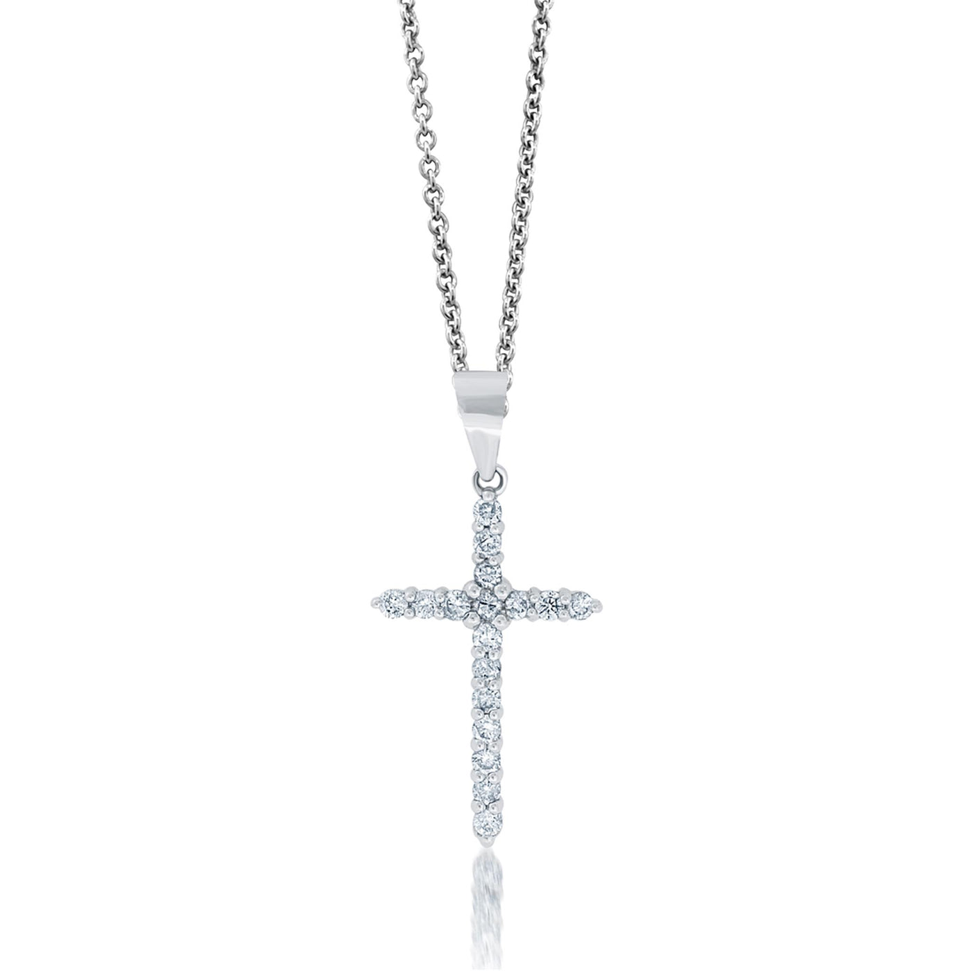 14K White Gold 1.06ctw Cross Style Pendant