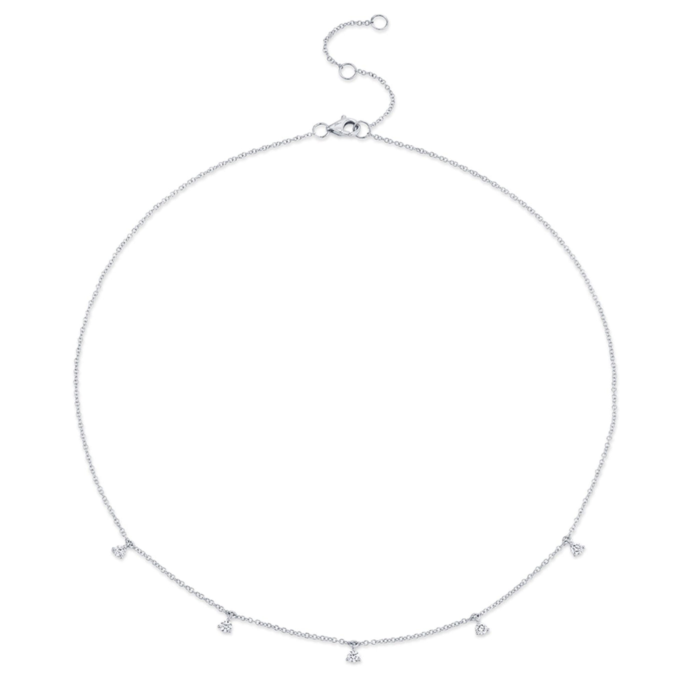 Shy Creation 14K White Gold .30ctw Station Style Necklace