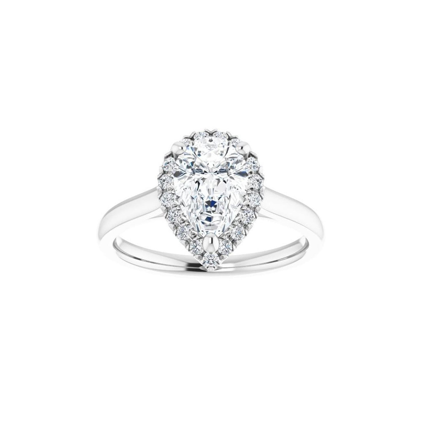 Ever & Ever 14K White Gold .17ctw Pear Halo Style Diamond Semi-Mount Engagement Ring
