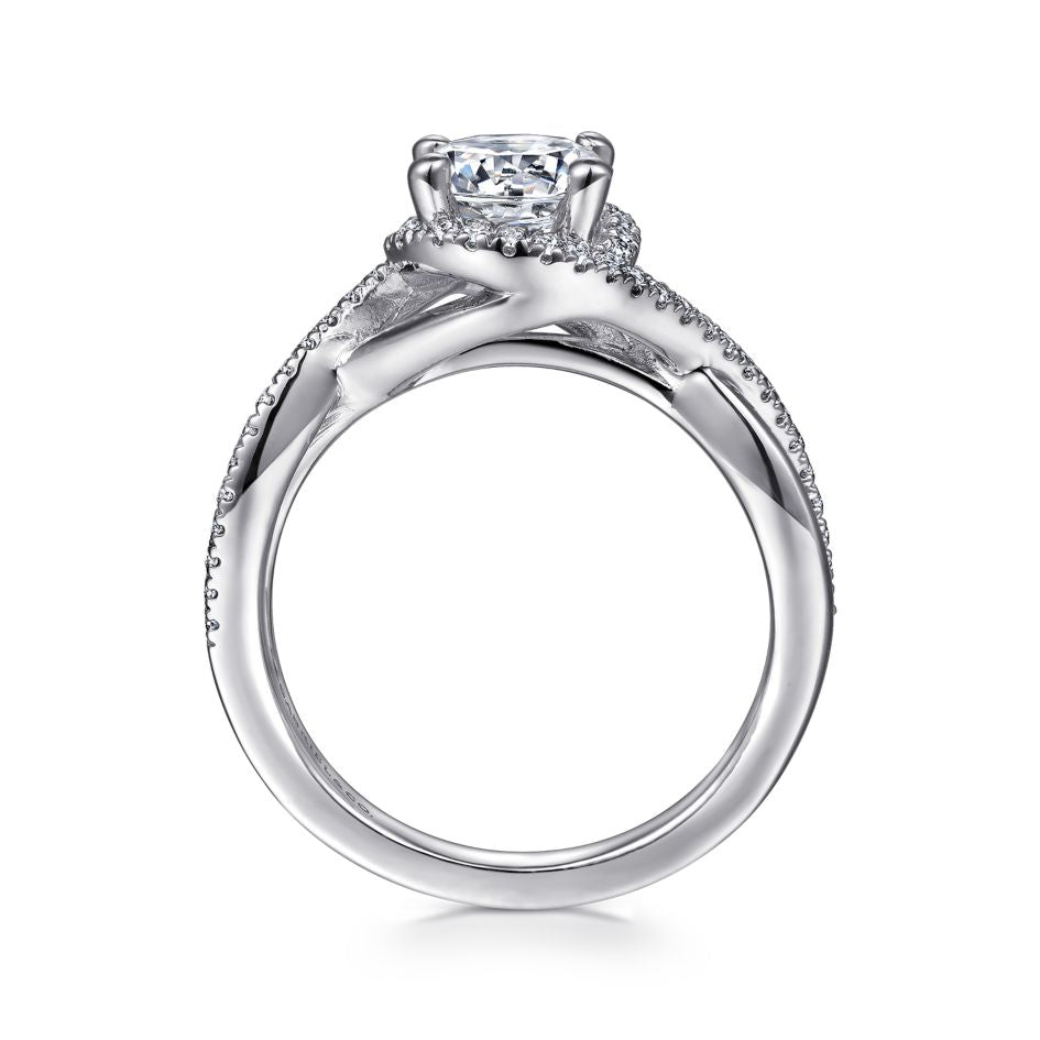 Gabriel 14K White Gold .24ctw 4 Prong Style Diamond Semi-Mount Engagement Ring