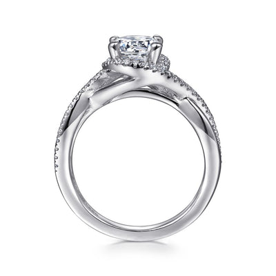 Gabriel 14K White Gold .24ctw 4 Prong Style Diamond Semi-Mount Engagement Ring