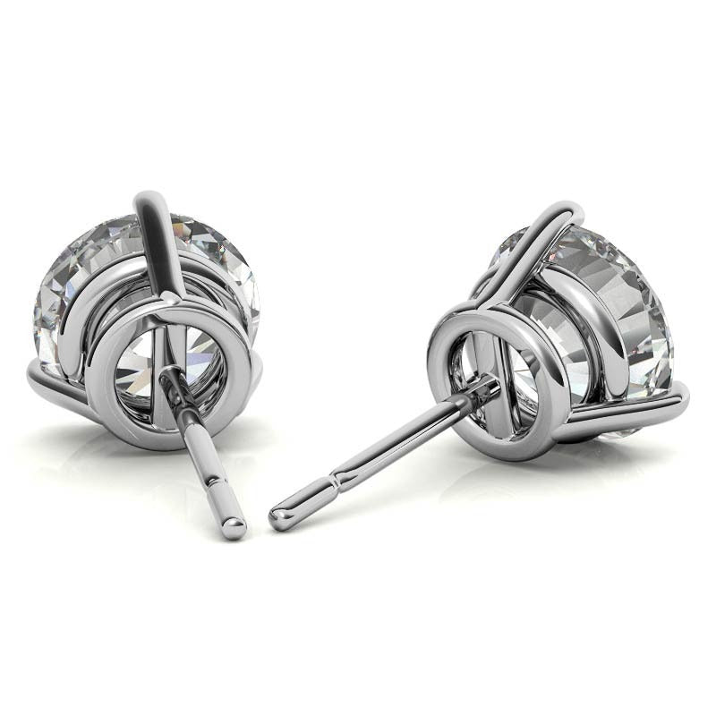 14K White Gold 2ctw Diamond Stud Earrings in Three Prong Basket Settings