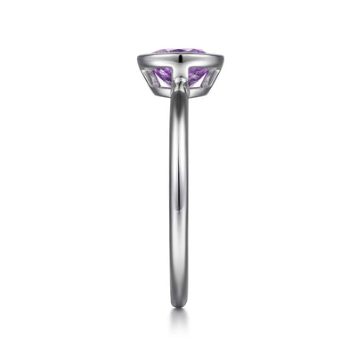 Sterling Silver .76ctw Solitaire Style Amethyst Ring