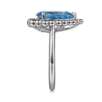 Gabriel Sterling Silver 3.80ctw Solitaire Style Blue Topaz Ring
