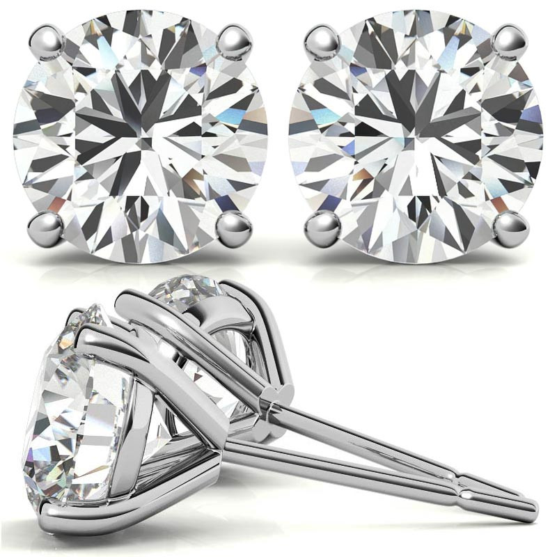 14K White Gold 0.49ctw Diamond Stud Earrings in Four Prong Martini Settings