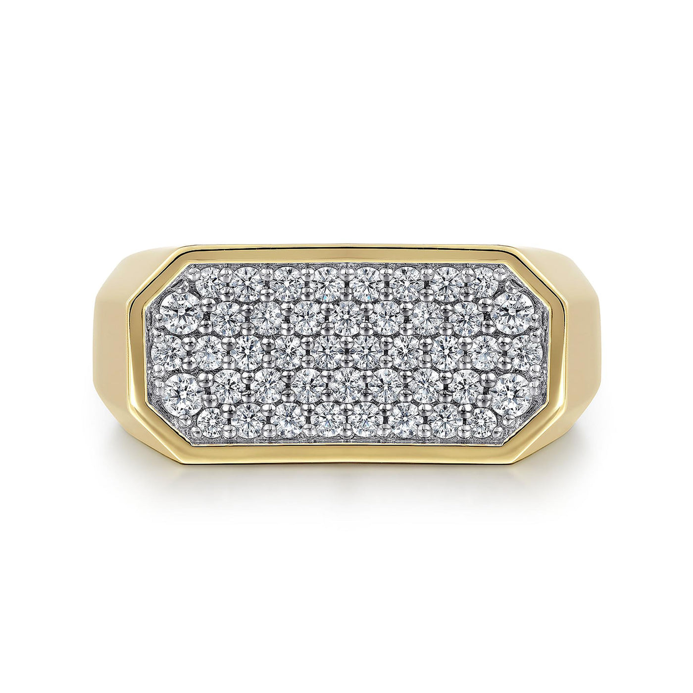 Gabriel 14K Yellow Gold .85ctw Signet Gent's Diamond Ring