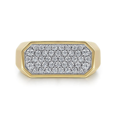 Gabriel 14K Yellow Gold .85ctw Signet Gent's Diamond Ring