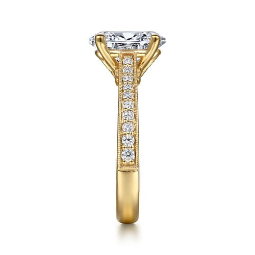 Gabriel 14K Yellow Gold 0.25ctw 4 Prong Style Diamond Semi-Mount Engagement Ring