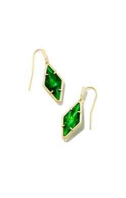 Gold Tone Earrings Featuring Green Illusion by Kendra Scott