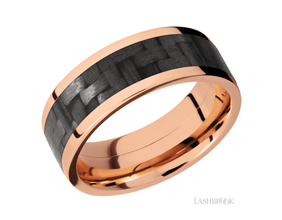 14K Rose Gold 8.0mm Flat Wedding Band