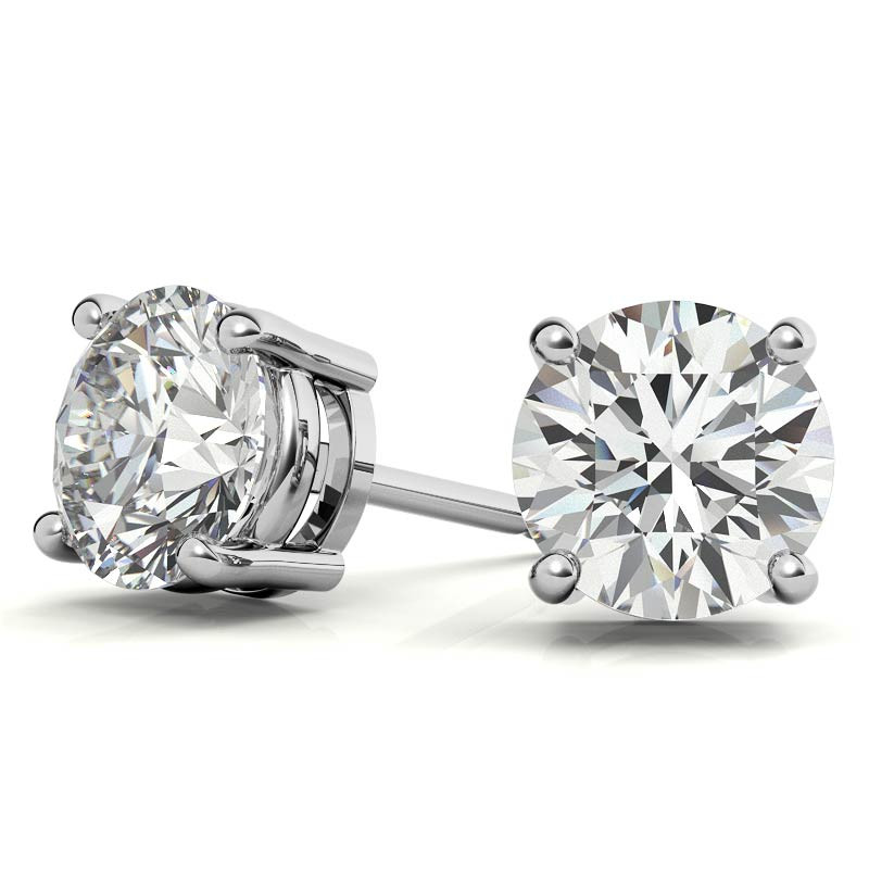 14K White Gold 0.52ctw Diamond Stud Earrings in Four Prong Basket Settings