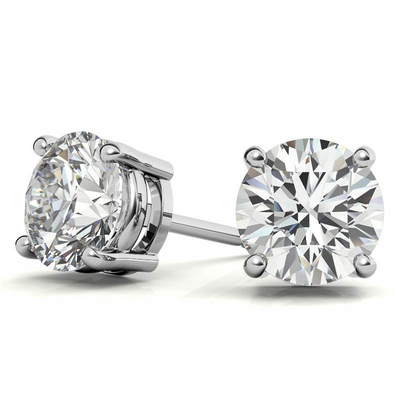 14K White Gold 1.5ctw Diamond Stud Earrings in Four Prong Basket Settings