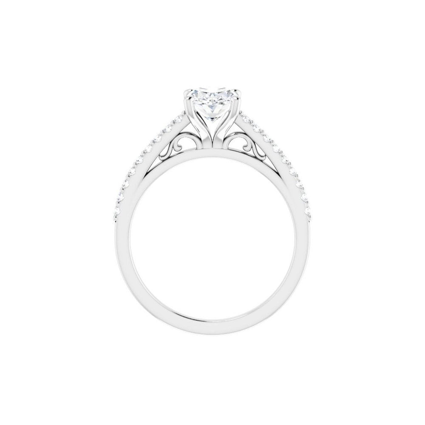 Ever & Ever 14K White Gold .20ctw 4 Prong Style Diamond Semi-Mount Engagement Ring