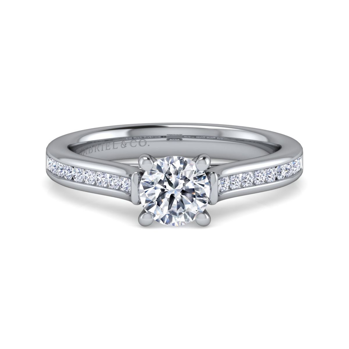 Gabriel 14K White Gold .25ctw 4 Prong Style Diamond Semi-Mount Engagement Ring