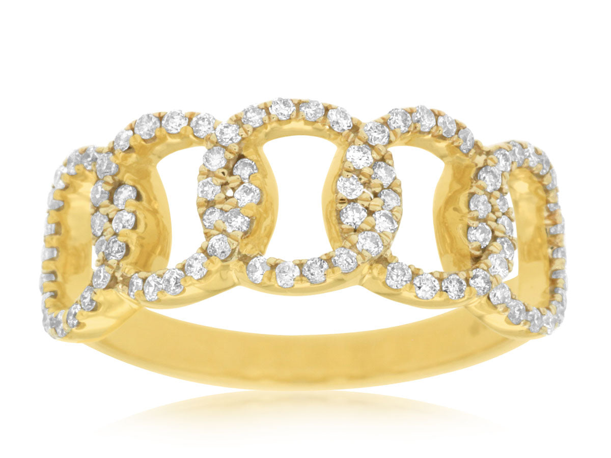 Royal 14K Yellow Gold 0.45ctw Open Circle Diamond Fashion Ring