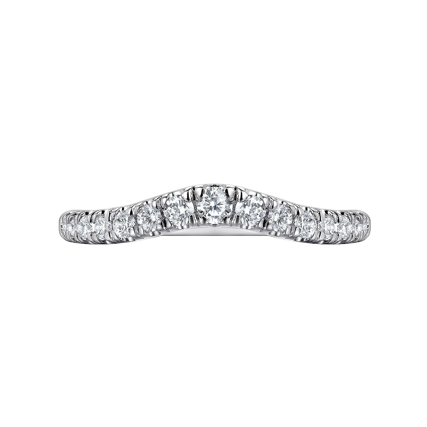 Gabriel 14K White Gold 0.261ctw Contoured Diamond Band