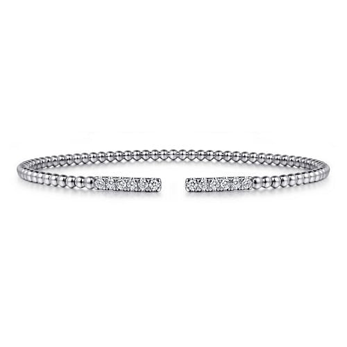 Gabriel 14K White Gold 0.30ctw 6.25" Bangle Style Diamond Bracelet