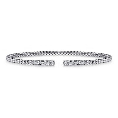 Gabriel 14K White Gold 0.30ctw 6.25" Bangle Style Diamond Bracelet