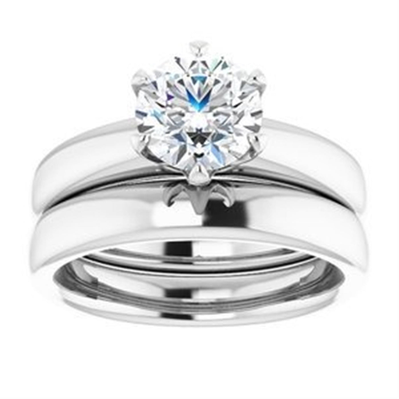 Ever & Ever 14K White Gold 0ctw 6 Prong Style Diamond Solitaire Engagement Ring