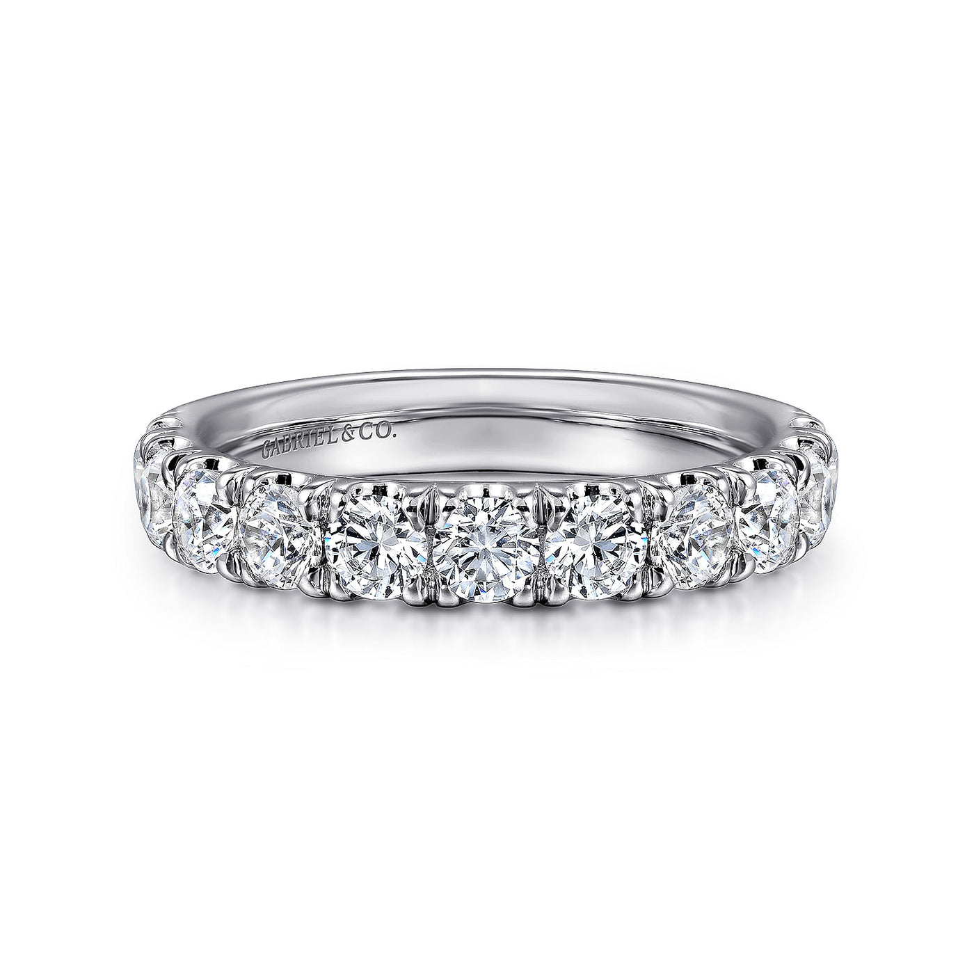 Gabriel 14K White Gold 1.492ctw Diamond Wedding Band