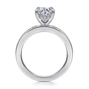 Gabriel - Contemporary Collection 14K White Gold 0.40ctw 4 Prong Style Diamond Semi-Mount Engagement Ring