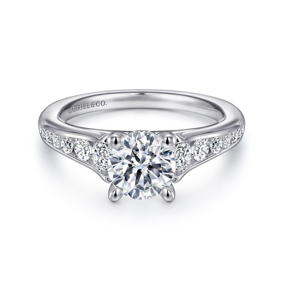 Gabriel 14K White Gold .55ctw 4 Prong Style Diamond Semi-Mount Engagement Ring