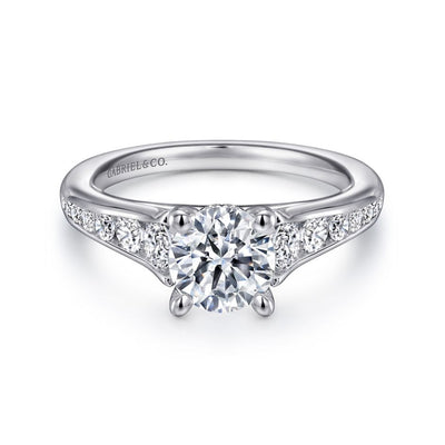Gabriel 14K White Gold .55ctw 4 Prong Style Diamond Semi-Mount Engagement Ring