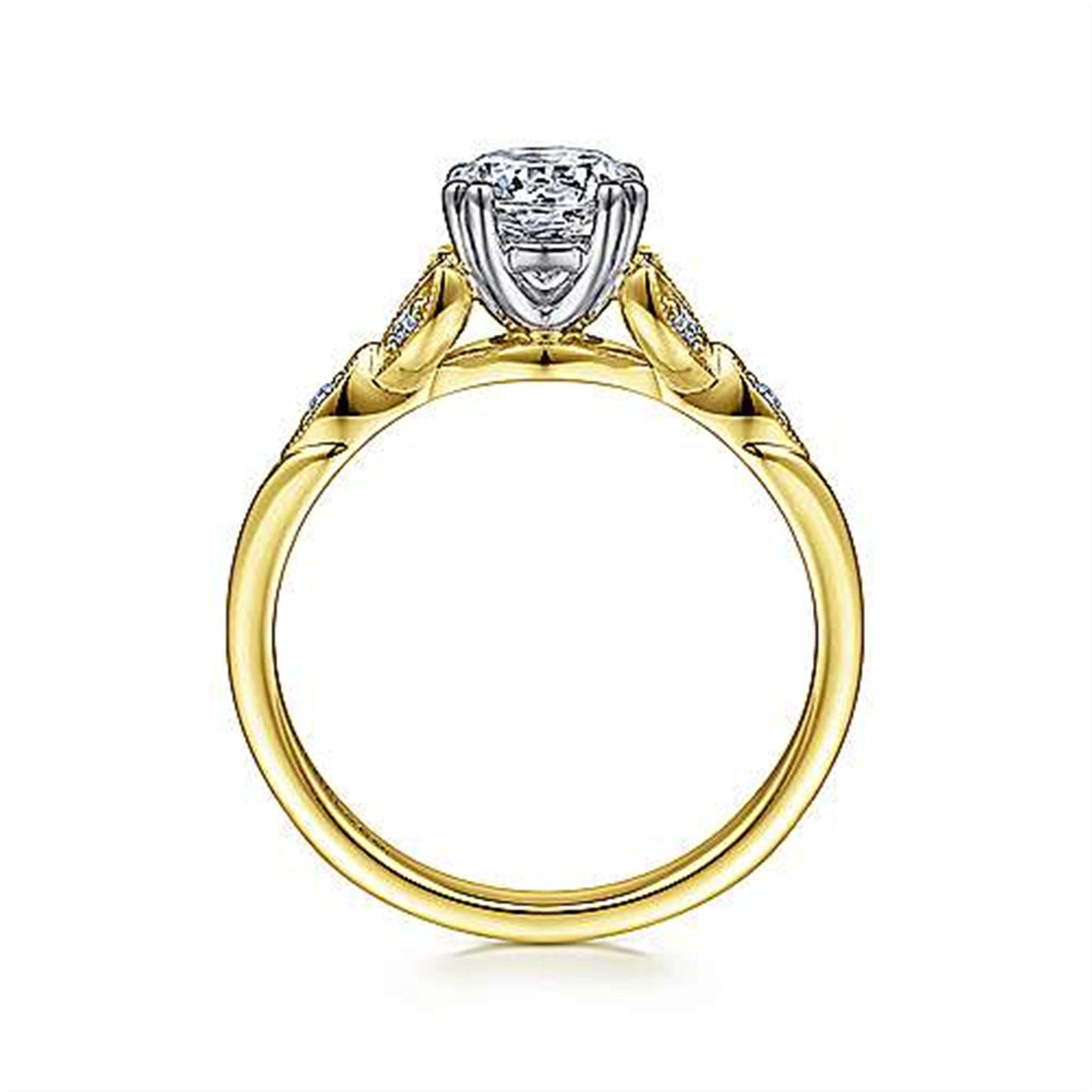 Gabriel - Victorian Collection 14K White & Yellow Gold .07ctw 4 Prong Style Diamond Semi-Mount Engagement Ring