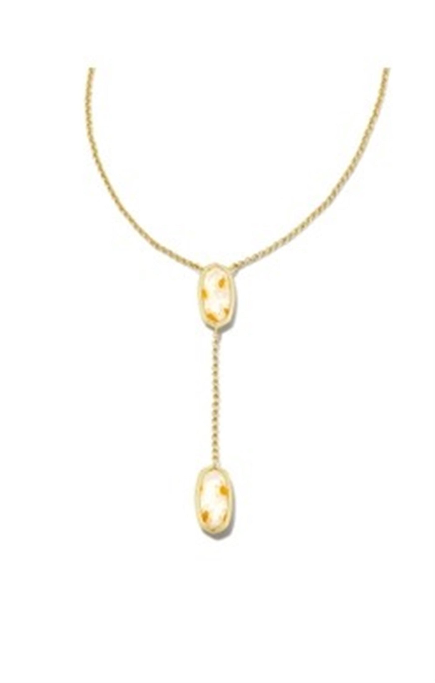 Gold Tone Necklace Featuring White Mosaic Glass by Kendra Scott