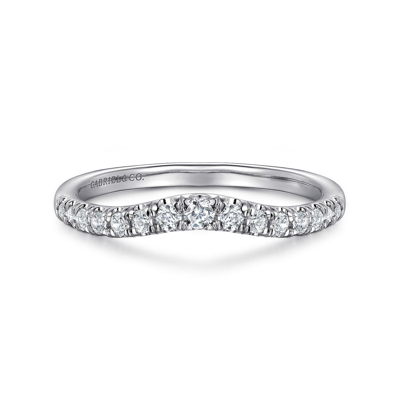 Gabriel 14K White Gold 0.25ctw Contoured Diamond Band