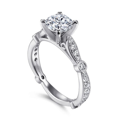 Gabriel 14K White Gold .37ctw 4 Prong Style Diamond Semi-Mount Engagement Ring