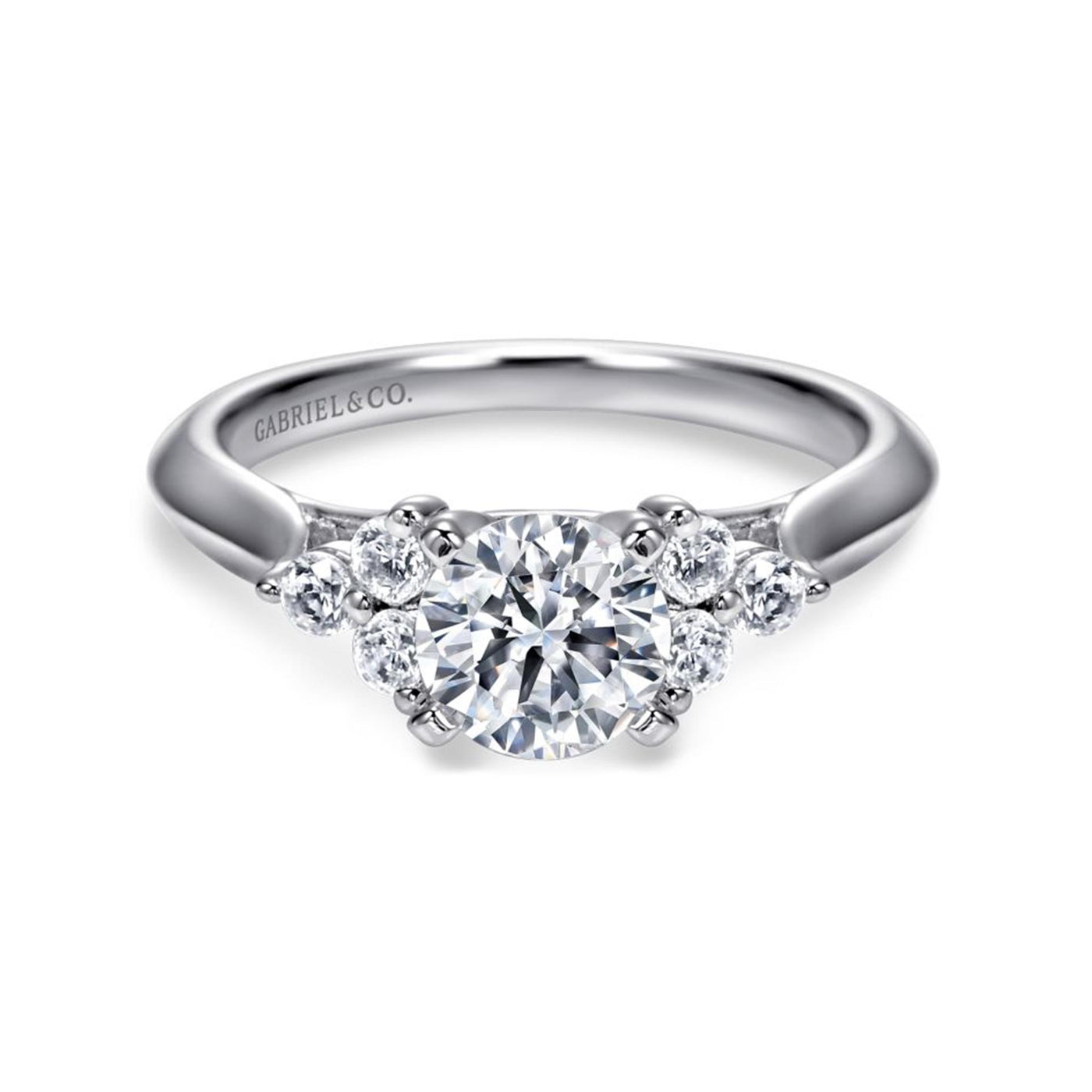 Gabriel 14K White Gold .24ctw Three Stone Style Diamond Semi-Mount Engagement Ring