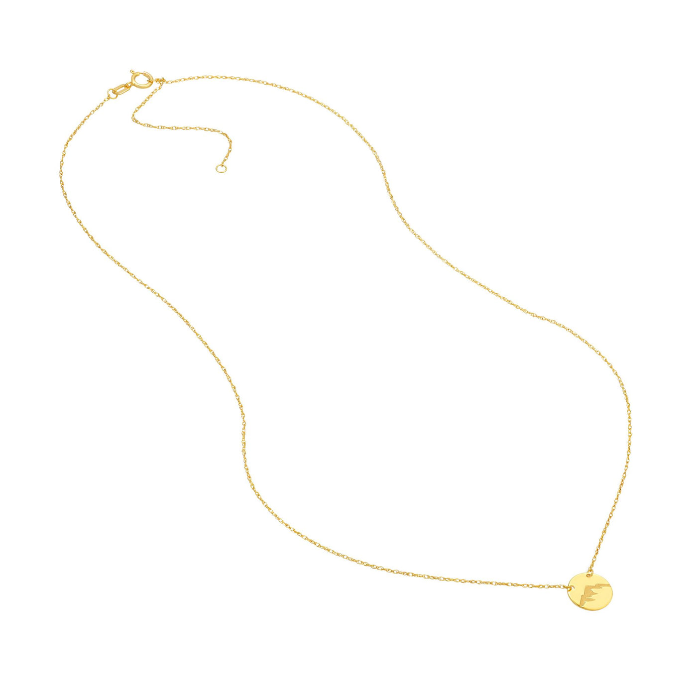 14K Yellow Gold 18" Adjustable Mountain Style Station Necklace