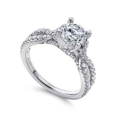 Gabriel 14K White Gold .54ctw 4 Prong Style Diamond Semi-Mount Engagement Ring