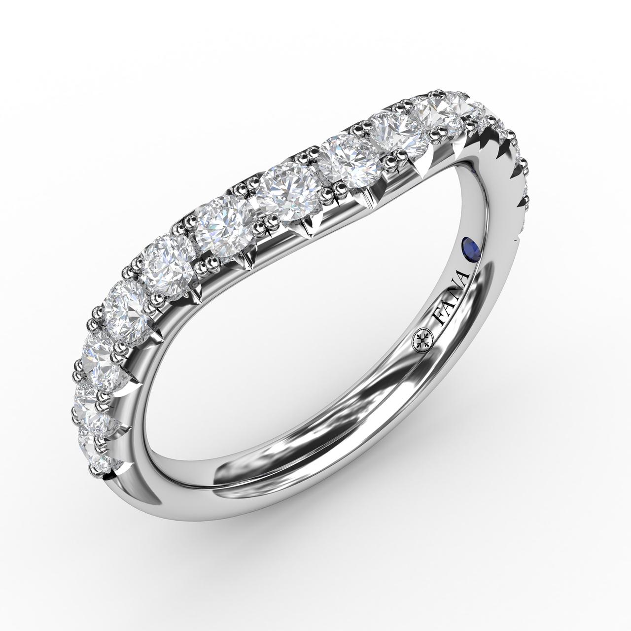 Fana 14K White Gold 0.65ctw Curved Diamond Band