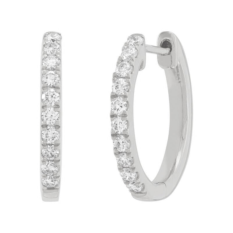 Armadani 14K White Gold 0.25ctw Round Hoop Style Lab Grown Diamond Earrings