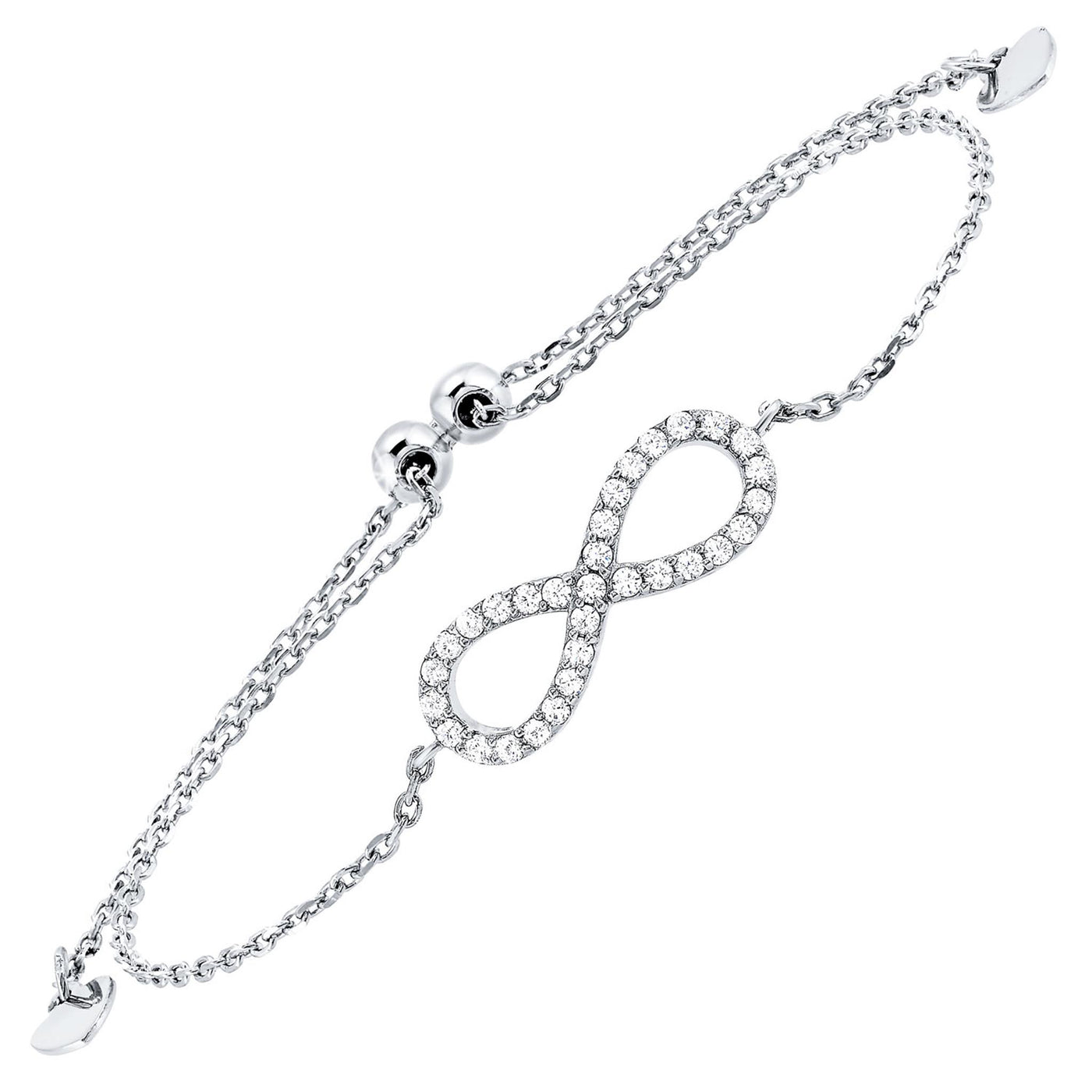 Sterling Silver 7.5" Infinity Fancy Link Style Bracelet Featuring Cubic Zirconia