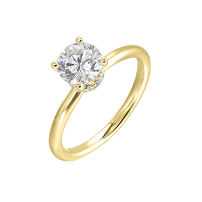 Thollot-Colorado Cut 14K Yellow Gold .10ctw 4 Prong Style Diamond Semi-Mount Engagement Ring