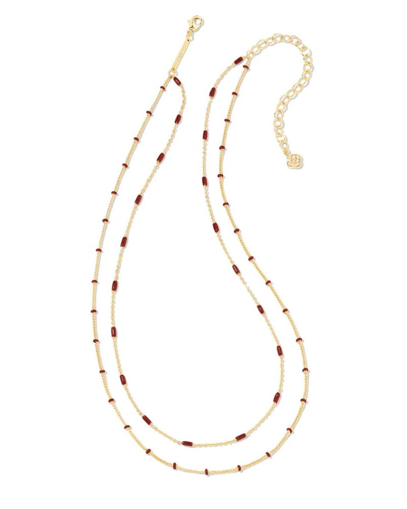 Gold Tone Necklace Featuring Burgundy Enamel by Kendra Scott