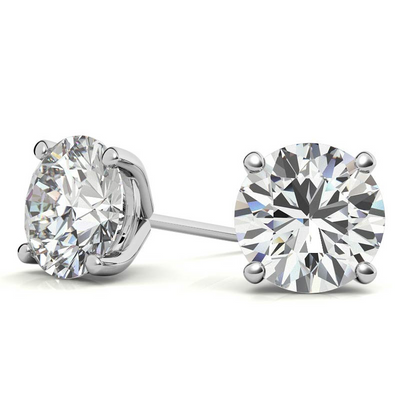 14K White Gold 1.42ctw Diamond Stud Earrings in Four Prong Martini Settings