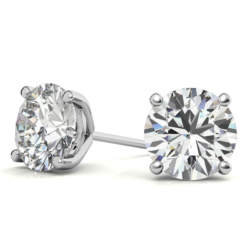 14K White Gold 1ctw Diamond Stud Earrings in Four Prong Martini Settings