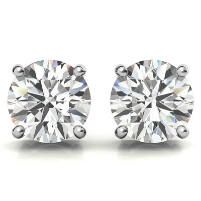 14K White Gold 1.00ctw Diamond Stud Earrings in Four Prong Basket Settings