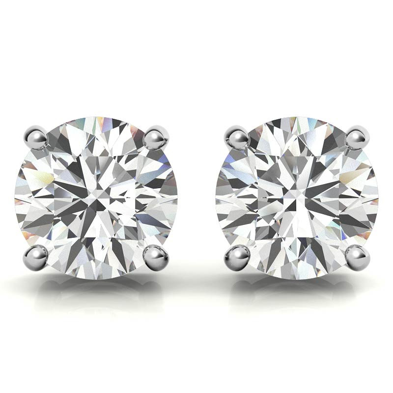 14K White Gold 0.52ctw Diamond Stud Earrings in Four Prong Basket Settings